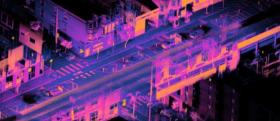 Lidar point cloud of a San Francisco intersection